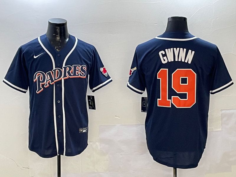 Men San Diego Padres #19 Gwynn Blue Throwback Game 2025 Nike MLB Jersey style 1->san diego padres->MLB Jersey